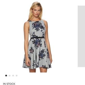 Elle sharp grey and floral dress.